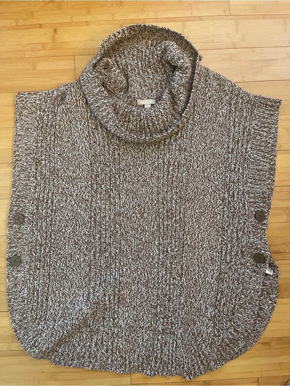 Woman Within Brown and White Marled Knit Turtleneck Sweater